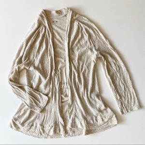 Three Dots Cardigan Linen Neutral Long Sleeve Tan